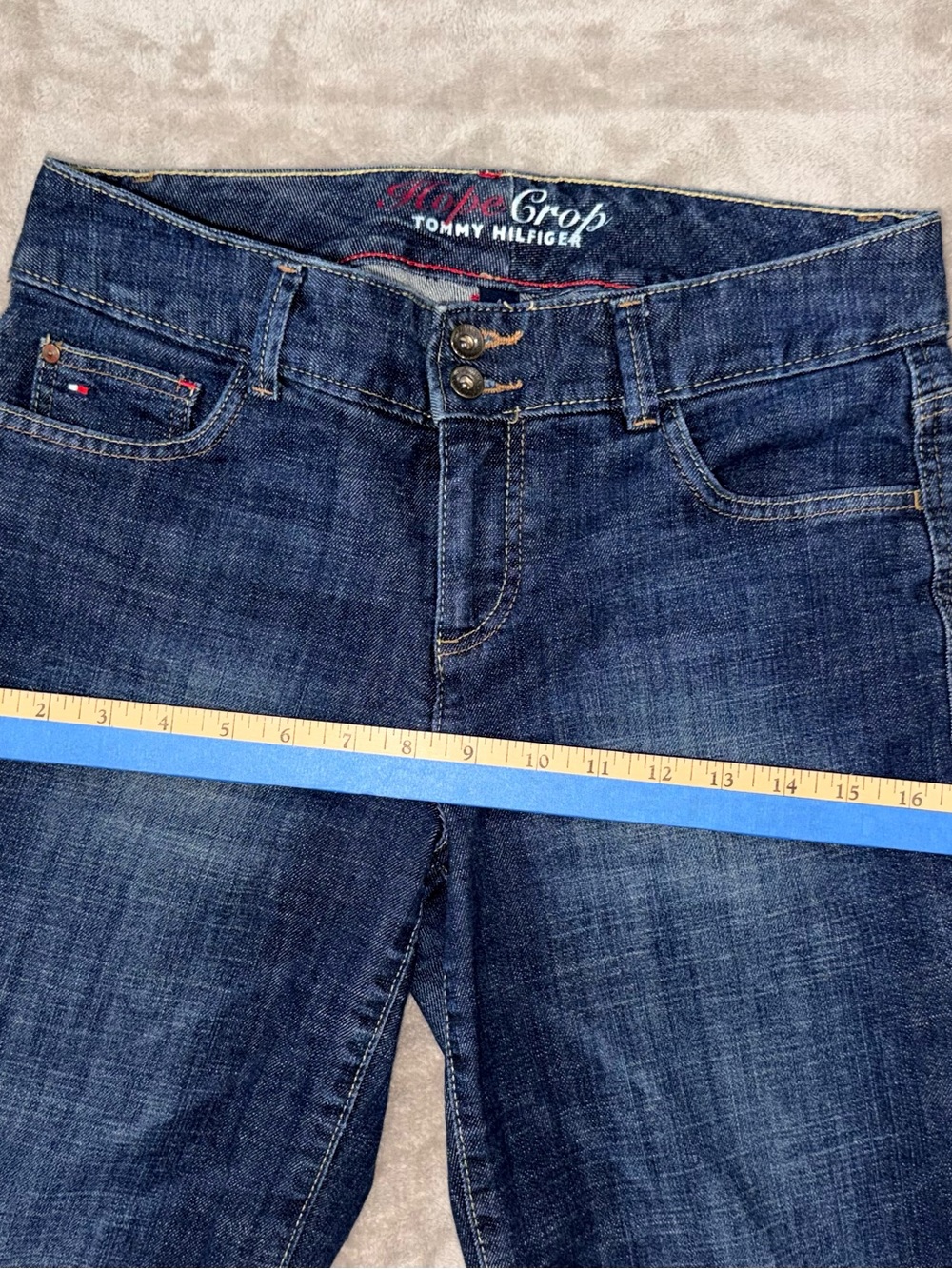 Tommy Hilfiger Hope Crop Dark Wash Preppy Y2K Stretch Denim Capris | Size 4 - Picture 3 of 10